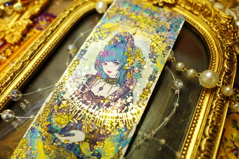 Light Girl Illustration Bookmark (libet) Double-Sided Postcard Tag Book Clip - 書籤 - 紙 金色