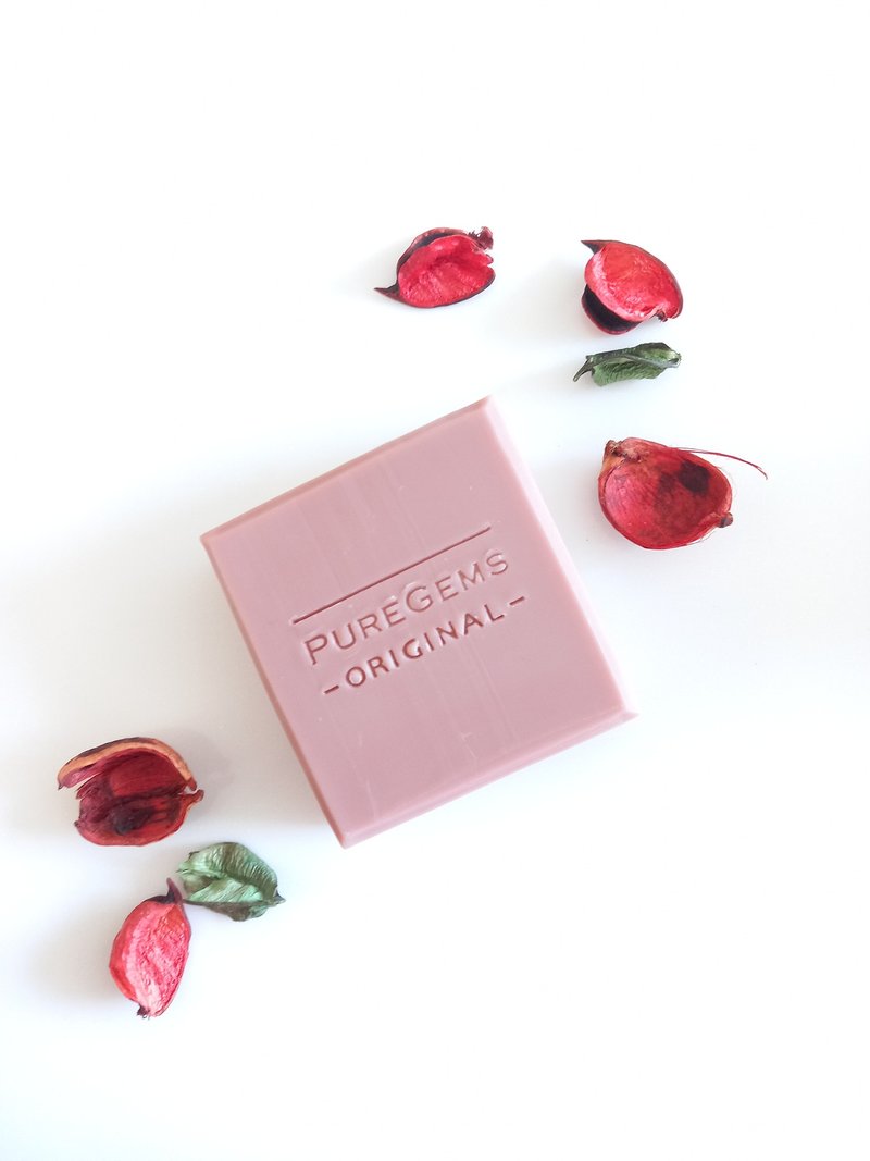 PUREGEMS. Red mineral mud rose geranium essential oil handmade soap - สบู่ - วัสดุอื่นๆ สึชมพู