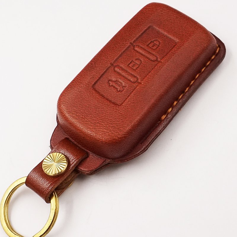 Leather Key fob Holder Case Chain Cover FIT FOR Mitsubishi Eclipse Cross EVO - Keychains - Genuine Leather Brown
