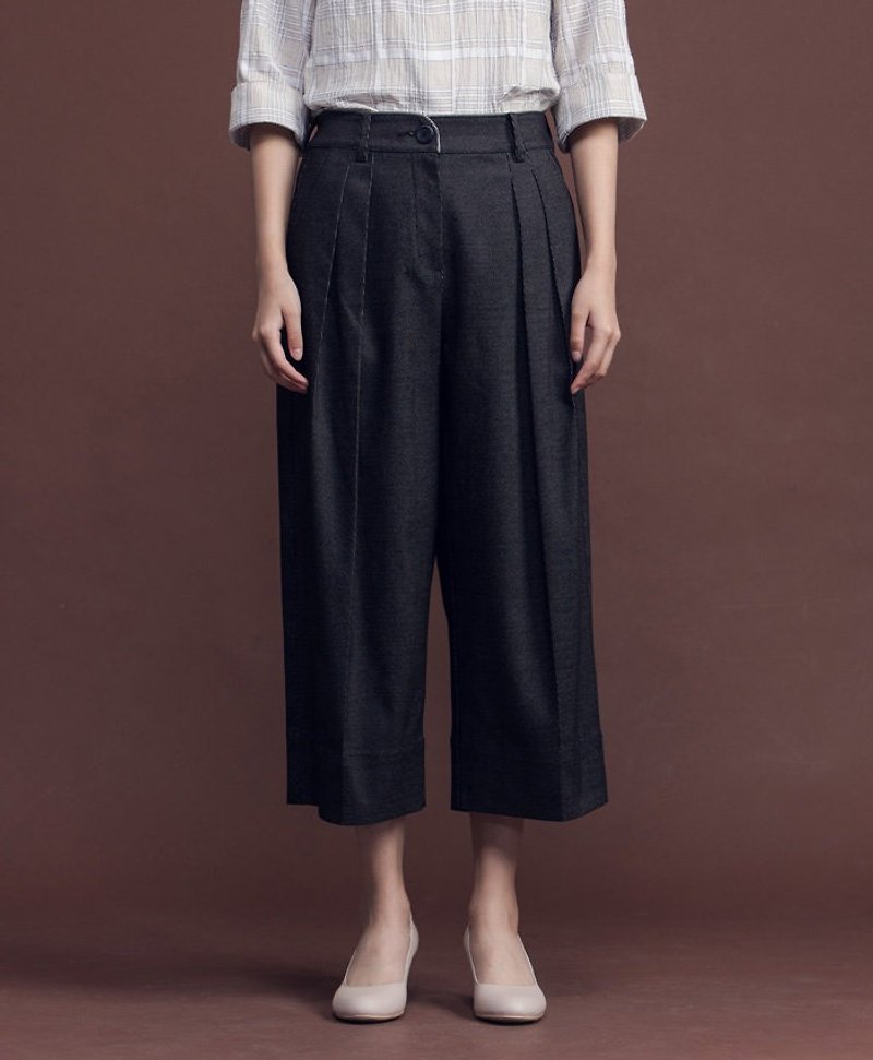 Prelude to Afternoon of a Faun crimping wide pants - Moonlight - Women's Pants - Cotton & Hemp Black