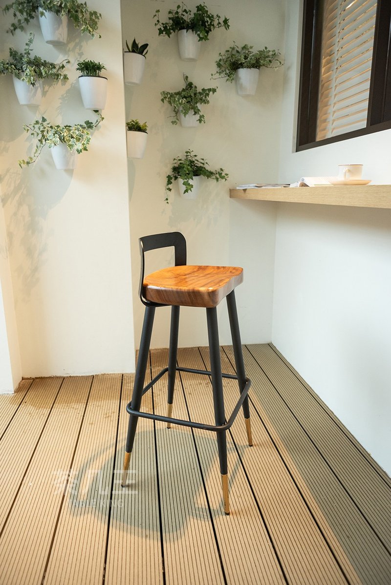 Solid wood walnut highchair-including backrest-non-spliced wood series natural material - Chairs & Sofas - Wood Brown