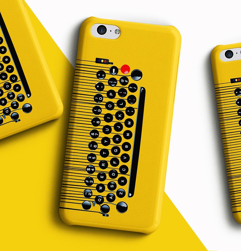 Type writer type pad - Yellow Phone case - 手機殼/手機套 - 塑膠 黃色