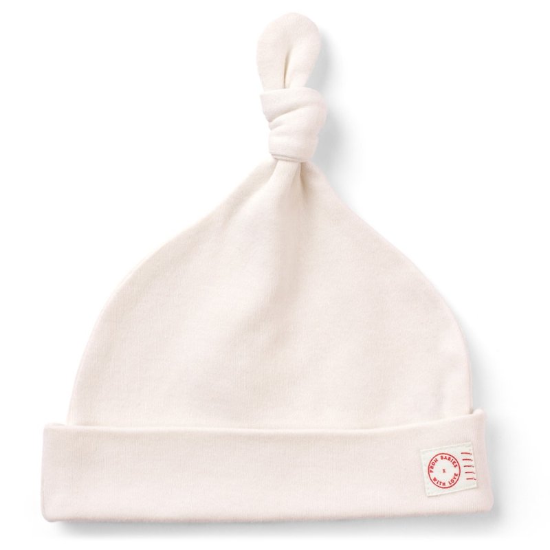 Blush Knot Hat  100% Organic Cotton for baby - ผ้ากันเปื้อน - ผ้าฝ้าย/ผ้าลินิน ขาว