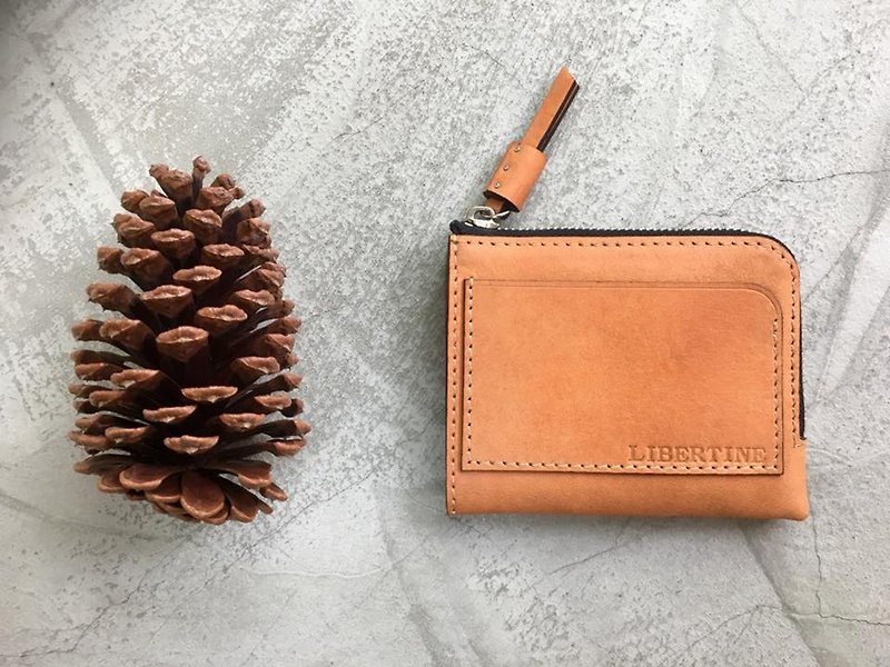 KAKU leather design leather L zipper wallet custom - กระเป๋าสตางค์ - หนังแท้ สีนำ้ตาล