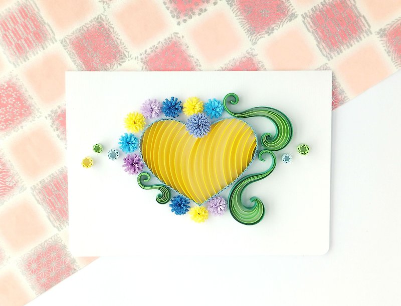 Hand made decorative cards-Love - การ์ด/โปสการ์ด - กระดาษ สีเหลือง