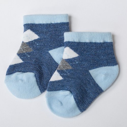 Newstar明日之星 2雙入-經典英倫菱格嬰兒襪(MIT零線頭超安心)-質感灰l靜謐藍