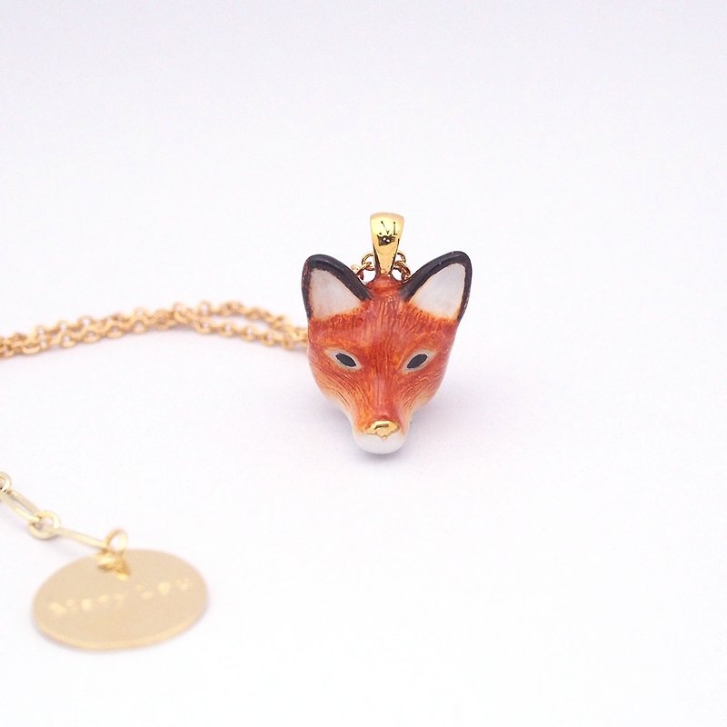 Fox  Head Necklace - Other - Other Metals Red