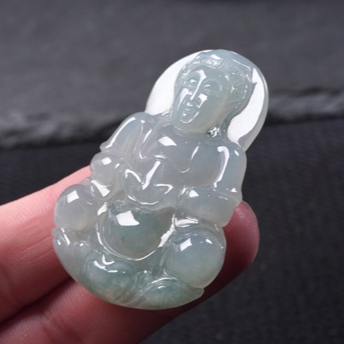 瓔珞珠寶盒 E.L.Jewelry Box 冰種飄綠翡翠寶瓶觀音菩薩項鍊 | 天然緬甸玉翡翠A貨 | 送禮