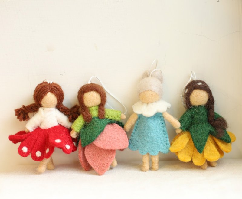 Christmas gift wool felt flower fairies accessary - Dried Flowers & Bouquets - Wool Multicolor