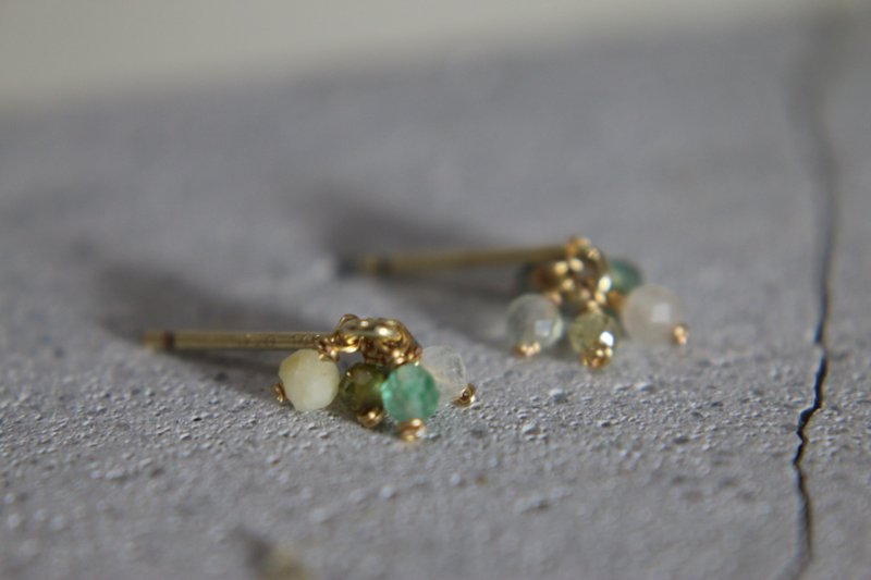 Earrings Tianhe Stone Stars are full of sky- - ต่างหู - เครื่องประดับพลอย สีเขียว