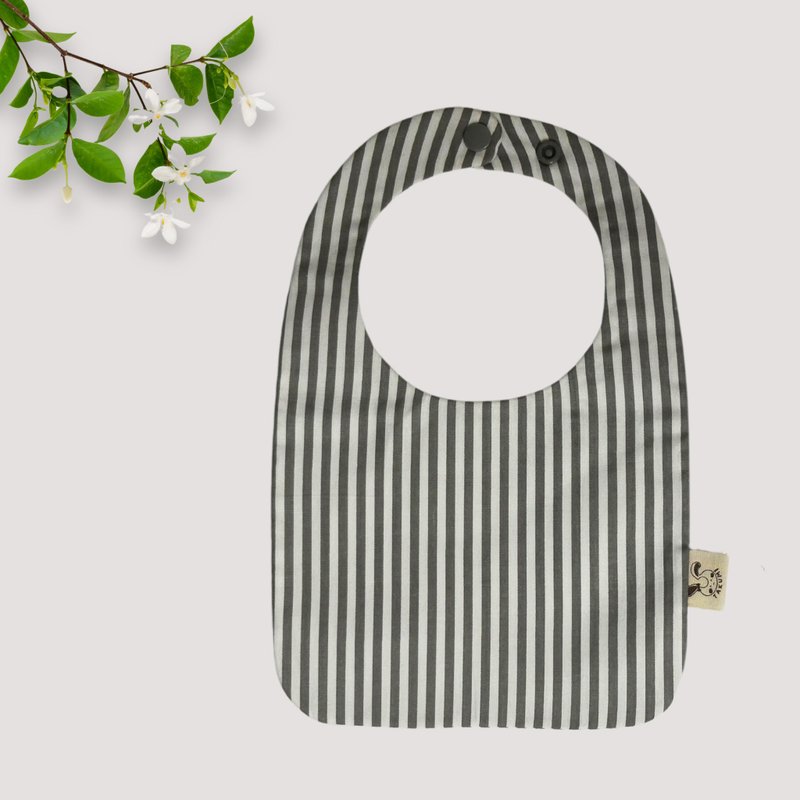 Double-sided square bib pocket - gray and white stripes - ผ้ากันเปื้อน - ผ้าฝ้าย/ผ้าลินิน สีเทา