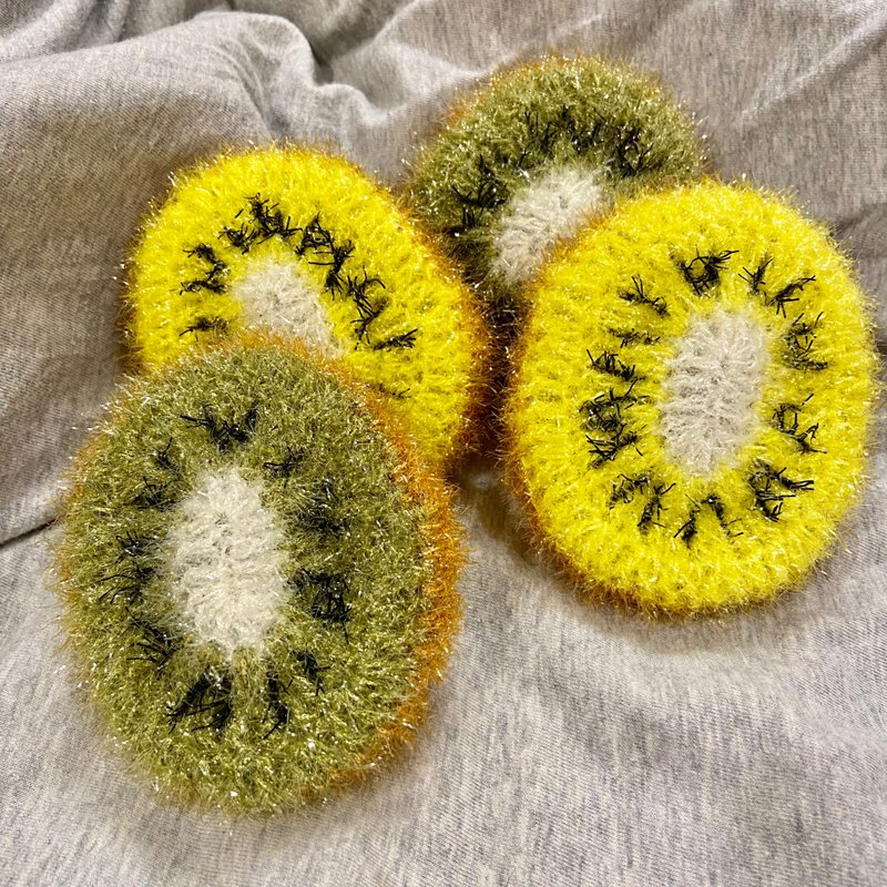 Purely handwoven kiwi handmade vegetable melon cloth dishcloth dish towel bath towel environmentally friendly Korea - ผลิตภัณฑ์ล้างจ้าน - วัสดุอื่นๆ สีเหลือง