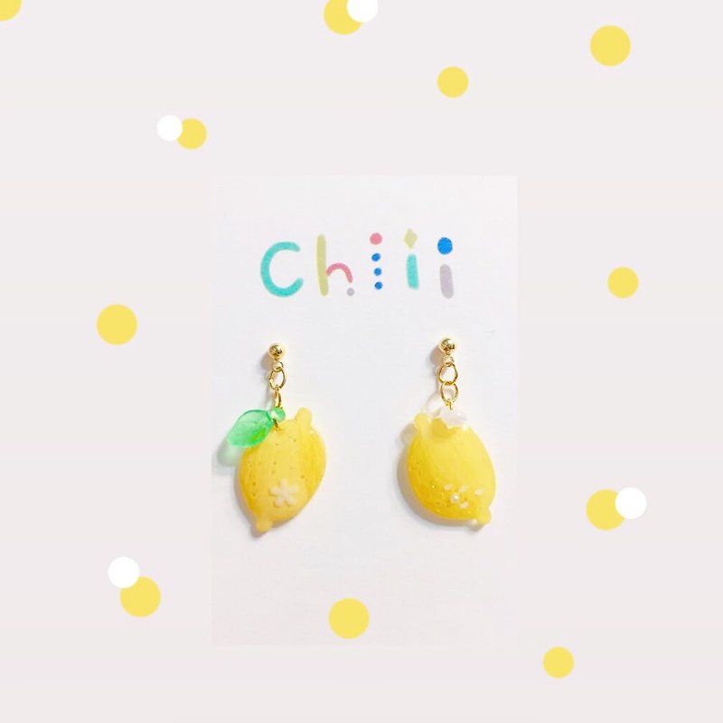 Little Lemon Clip/Pin Earrings - Earrings & Clip-ons - Resin Transparent