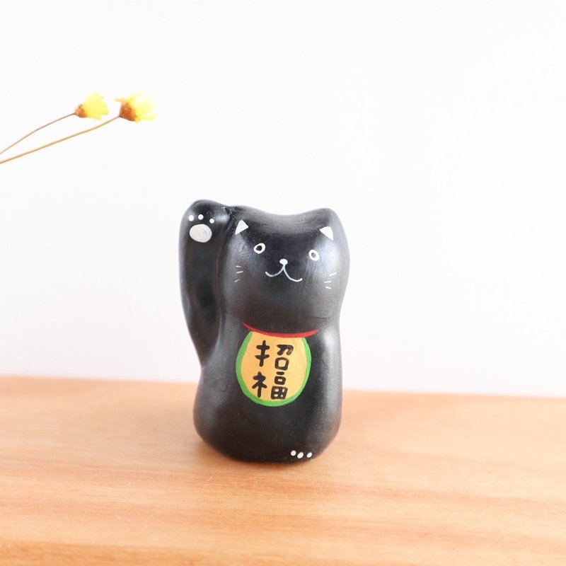 黒猫招き猫 - 擺飾/家飾品 - 紙 黑色