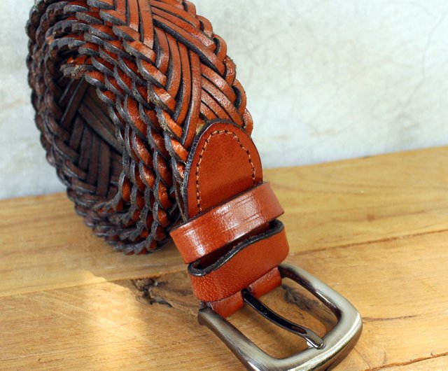 Hand Braid Leather Belt Braided Belt Handcrafted for Casual 