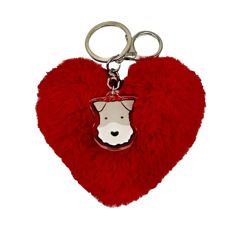 Wirefoxterrier  red love  plush keychain - พวงกุญแจ - เส้นใยสังเคราะห์ สีแดง