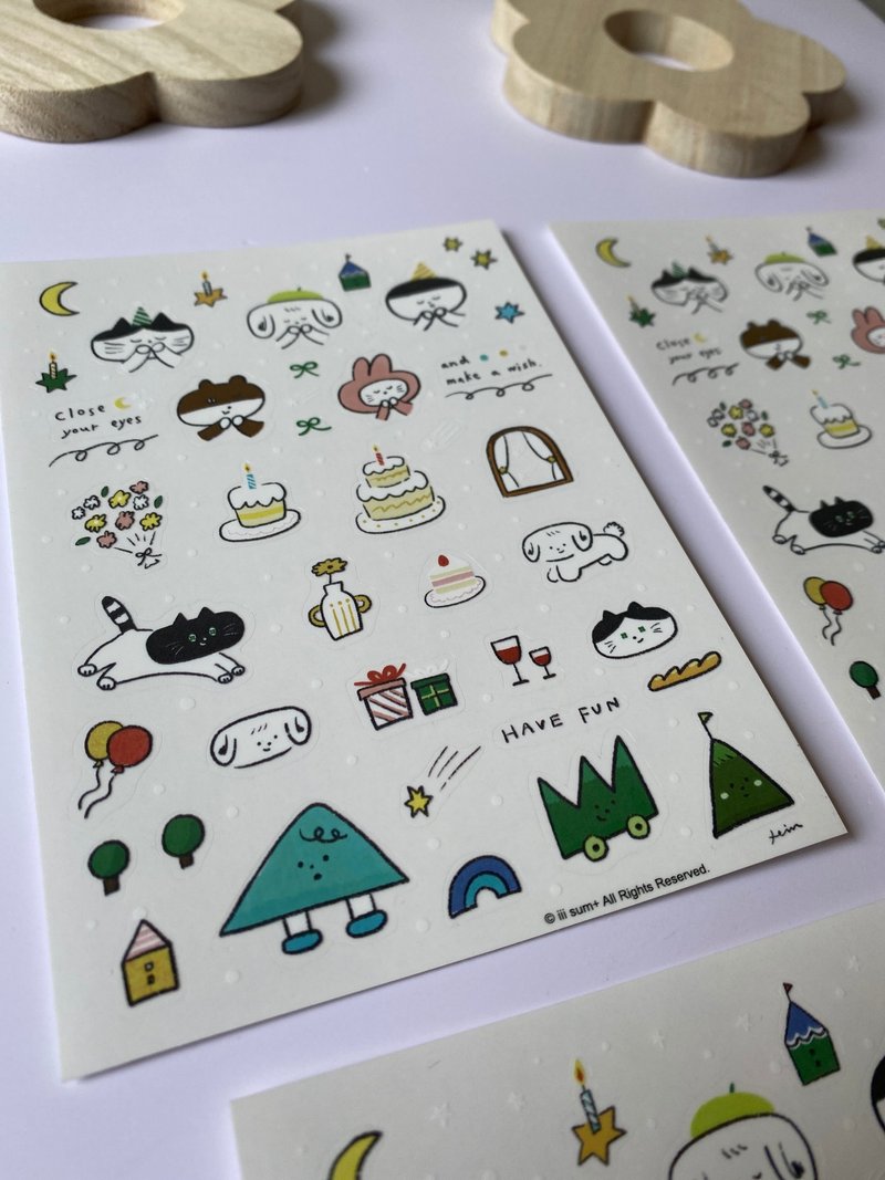 Illustrated sticker-Make a Wish transparent base - สติกเกอร์ - วัสดุกันนำ้ 