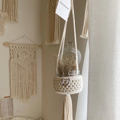 𝐚𝐧𝐧𝐢𝐞𝐞𝐢𝐧𝐧𝐚 |macrame studio Macrame 法式 玻璃瓶 編織 植物 吊飾 收納吊飾