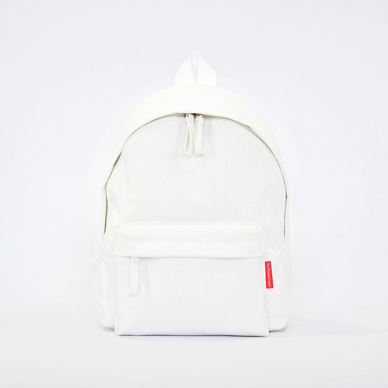 Waterproof Heavy Canvas Backpack ( Mini, A4 ) / White / for both adults and kids - กระเป๋าเป้สะพายหลัง - ผ้าฝ้าย/ผ้าลินิน ขาว