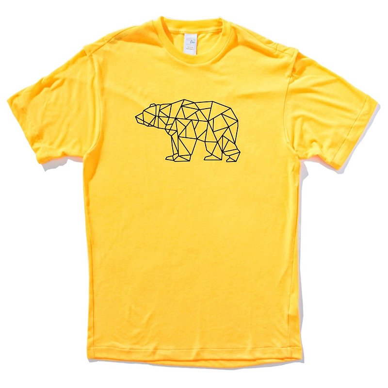 クマの幾何学的な半袖Tシャツ黄色の幾何学的なクマの贈り物文清の恋人の動物 - Tシャツ メンズ - コットン・麻 イエロー