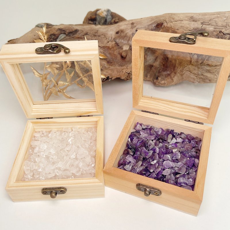 Crystal degaussing purification box-small log square - ของวางตกแต่ง - คริสตัล 