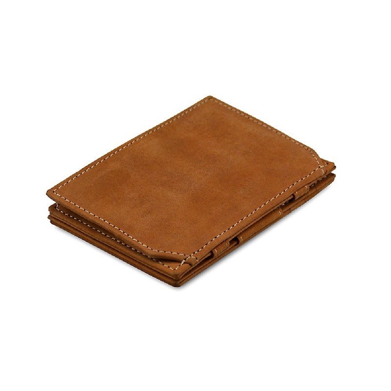 Belgium GARZINI flip wallet / change bag / light brown - Wallets - Genuine Leather 