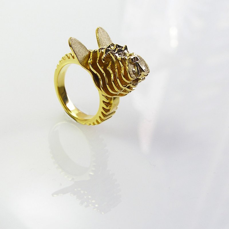 A single piece of gold and Bronze rings for bulldog dogs - General Rings - Copper & Brass Gold