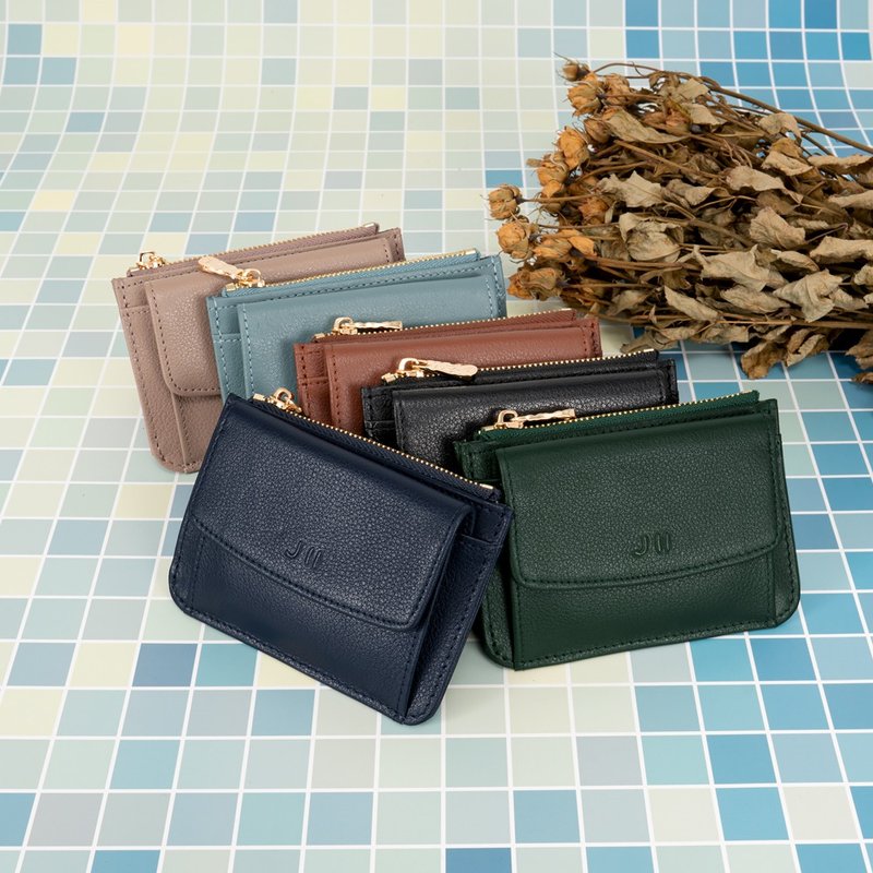 Coin Purse-Pocket Leather Card Coin Purse-3102-1-Multicolor Optional - กระเป๋าใส่เหรียญ - หนังแท้ สีนำ้ตาล