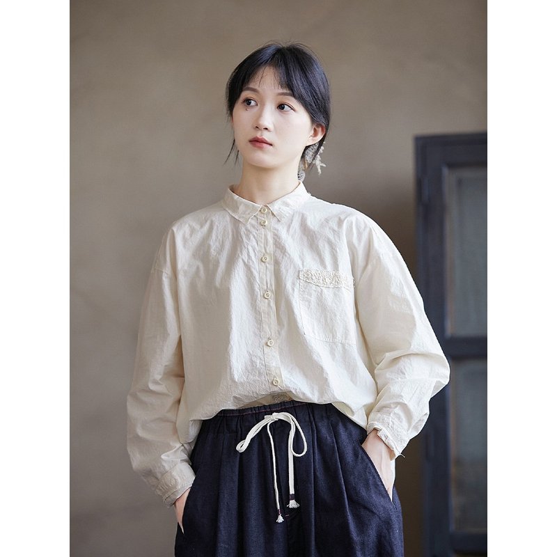 Heavy handmade rice cake cotton shirt - Women's Shirts - Cotton & Hemp 