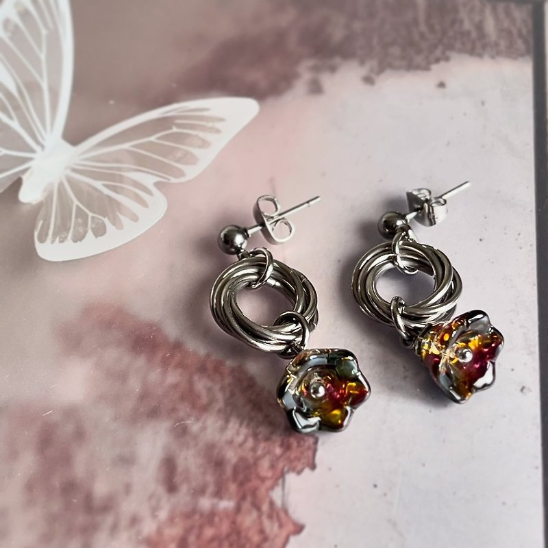 Fantasy Flower Earrings - Jewelry DIY Experience (Chainmail) Tamsui Yunmen Chundou Market - งานโลหะ/เครื่องประดับ - สแตนเลส 