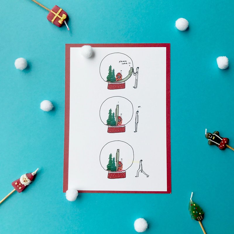 New Christmas! ✿Macaron TOE Macaron toe ✿ crystal ball / hot silver Christmas postcard - Cards & Postcards - Paper Red