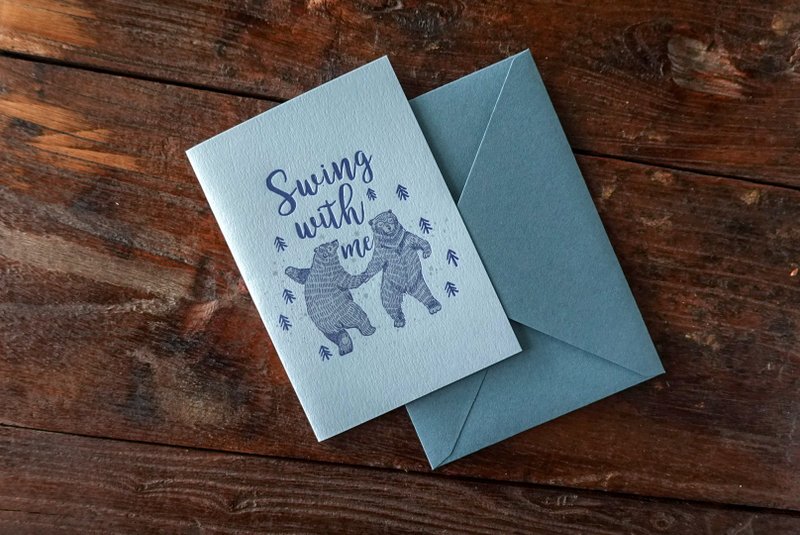 Dance with me big bear illustration love confession card letterpress printing process - Cards & Postcards - Paper 