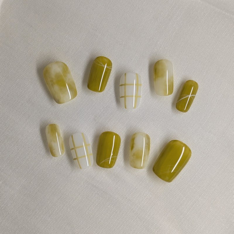手作穿戴甲 抹茶拿鐵 尺寸XS 抹茶美甲 春夏飾品 - 其他 - 塑膠 綠色