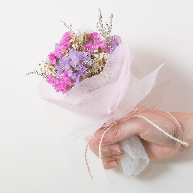近畿の手作りファンタジー乾燥甘い小さなロマンチックなスタイルの紫色の白い春の花束 - 観葉植物 - 寄せ植え・花 ピンク