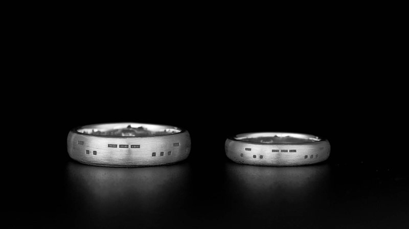 - 製 - 密  Morse code 925銀對戒 - 戒指 - 純銀 銀色