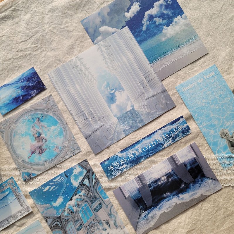 Aqua Memoria Deco Paper - ซองจดหมาย - กระดาษ สีน้ำเงิน