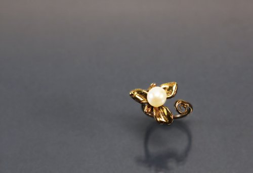 Maple jewelry design 植物系列-三葉珍珠黃銅戒