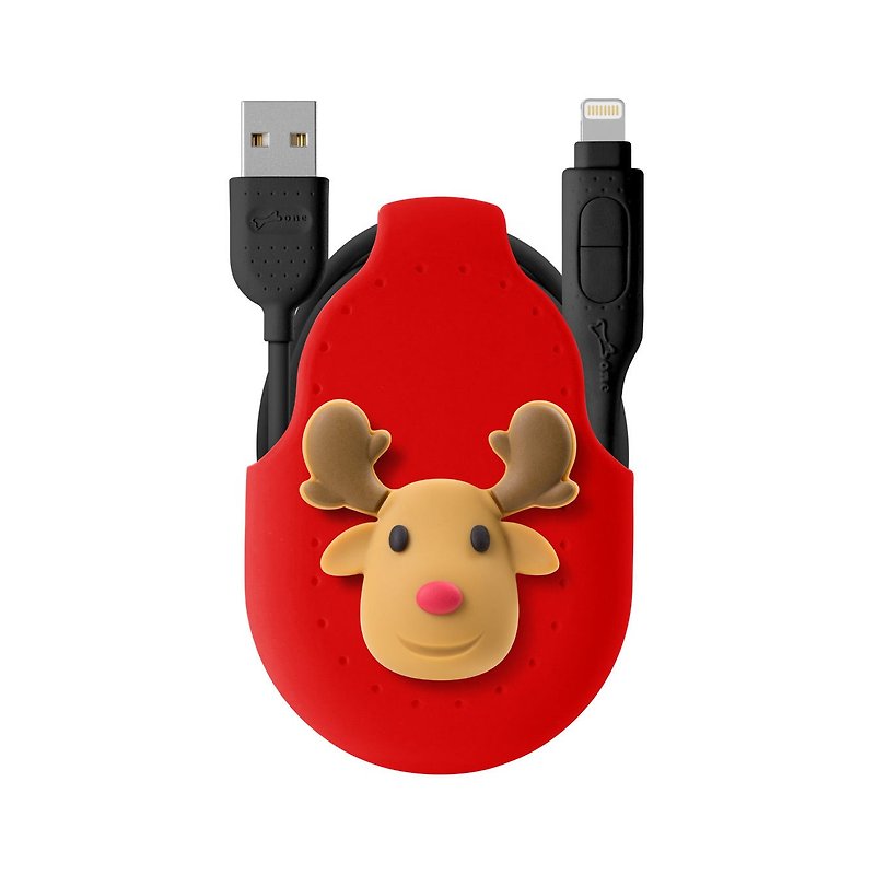 Bone / 2 in 1 double-head transmission line charging cable Android APPLE official certification - Elk - Chargers & Cables - Silicone Red