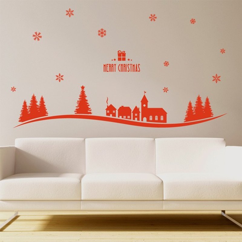 Smart Design 創意無痕壁貼◆聖誕雪花(8色) - 壁貼/牆壁裝飾 - 紙 紅色