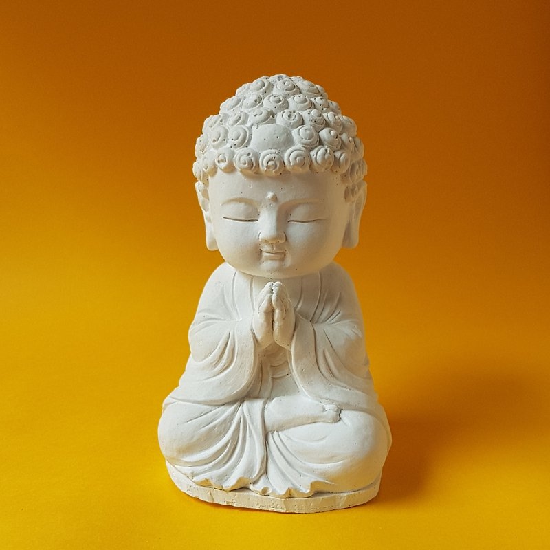 Miniature Small meditation Buddha 1801b  w/Lotus dish holder set - Fragrances - Other Materials White