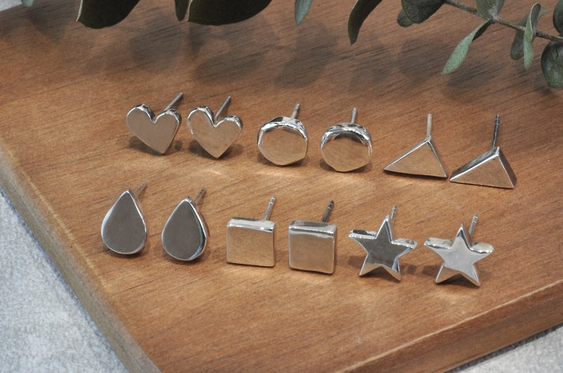 Ermao Silver[Geometric Thick Sterling Silver Earrings] 6 Graphics - Earrings & Clip-ons - Silver Silver