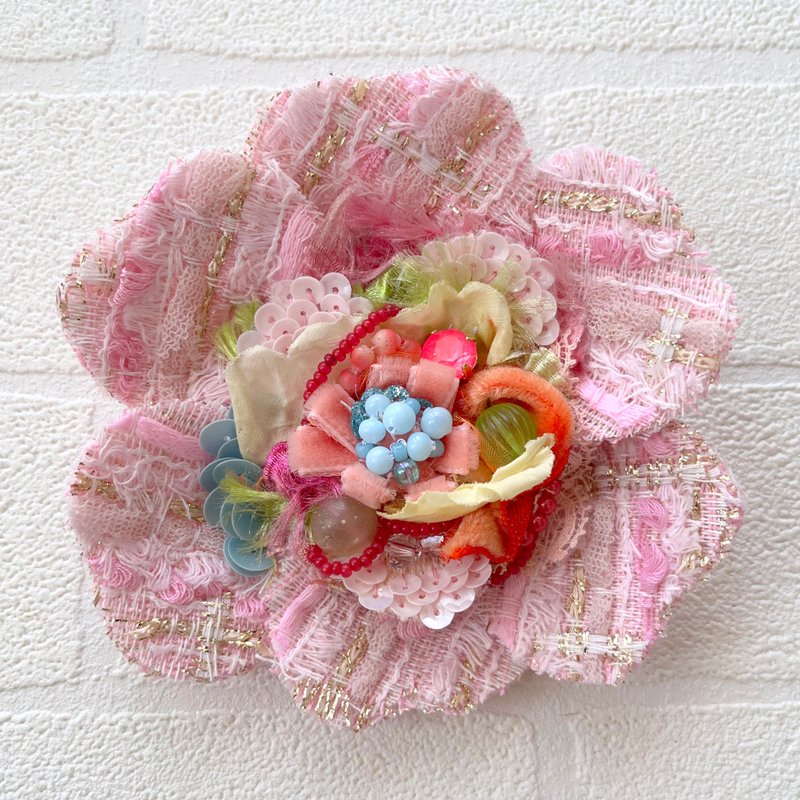 Corsage Brooch No.62　Handmade Accessory - เข็มกลัด/ข้อมือดอกไม้ - ผ้าฝ้าย/ผ้าลินิน 