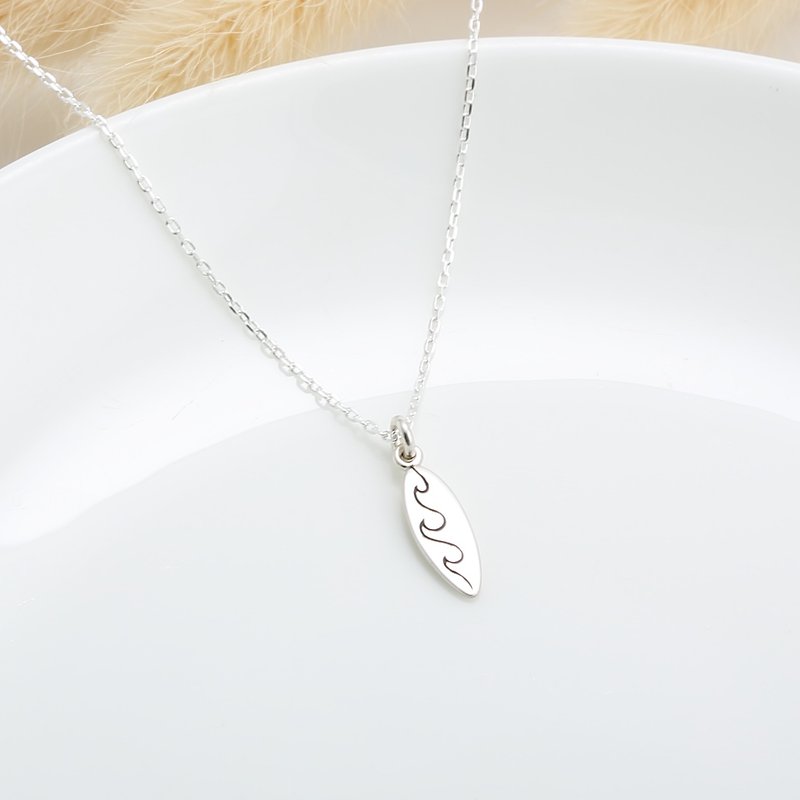 Surfboard s925 sterling silver necklace Birthday Valentine's Day gift - Necklaces - Sterling Silver Silver