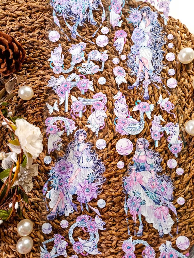 GL1316松蟲草少女 Sixalix atropurpurea Girl/ 紙膠帶 - 紙膠帶/和紙/PET - 塑膠 多色