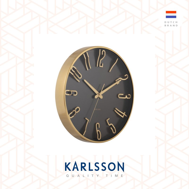 荷蘭Karlsson, Wall clock 35.5cm Elevated Glam black - 時鐘/鬧鐘 - 其他金屬 黑色