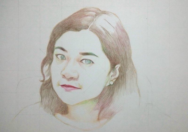 カスタムカラーの鉛筆の肖像画（ボックス付き） - 似顔絵 - 紙 多色