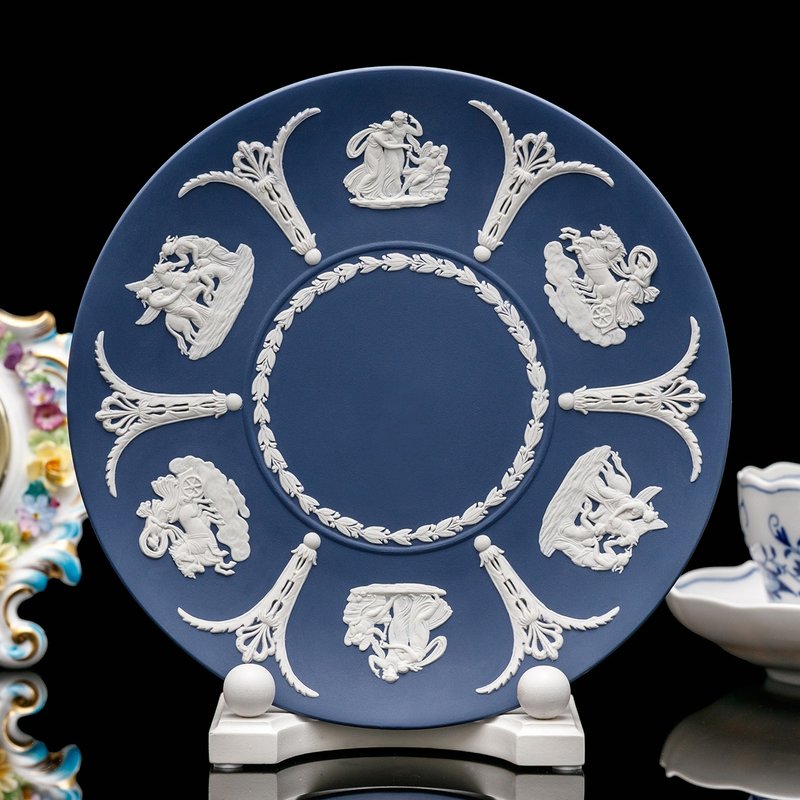 英國製 wedgwood 波特蘭碧玉浮雕希臘神話陶瓷盤 絕版手工藝術盤 - 擺飾/家飾品 - 瓷 