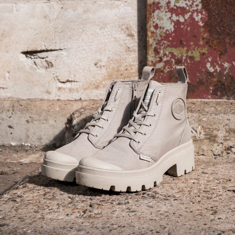 PALLADIUM PALLABASE TWILL經典拉鍊帆布美腿靴96907 - 女短靴/中筒靴 - 其他材質 多色