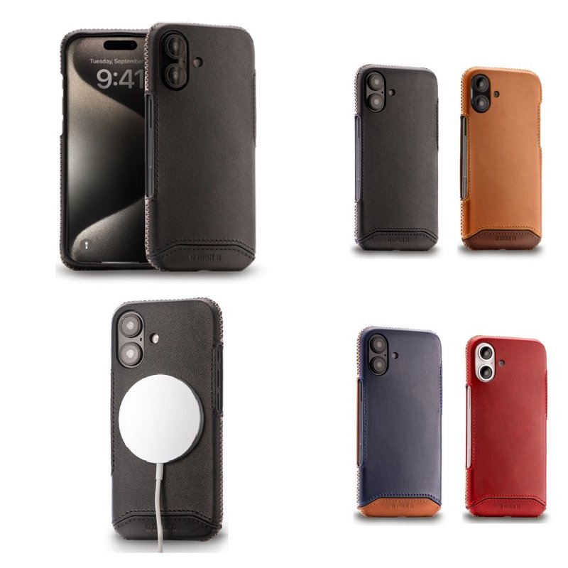 iPhone16 Covered Series Leather  Case / Magsafe function - Phone Cases - Genuine Leather Brown