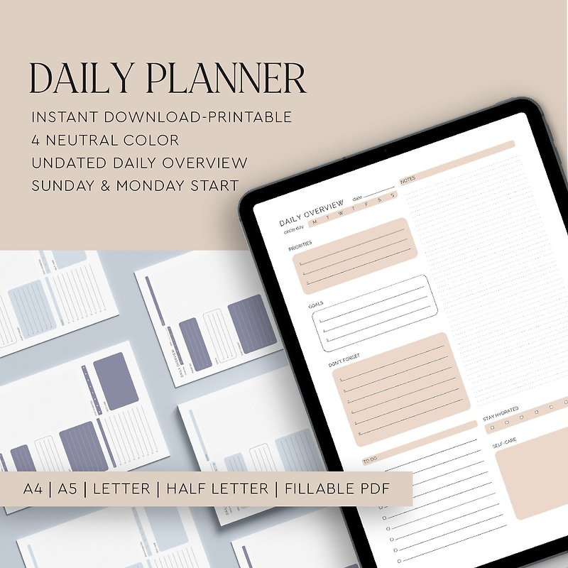 Daily Printable and Electronic Planner, Undated Planner, Goodnotes - Notebooks & Journals - Other Materials White